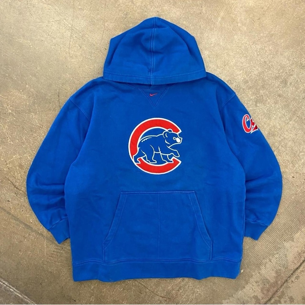 Vintage Chicago Cubs Nike Center Swoosh MLB Baseball 90s Hoodie Size XL